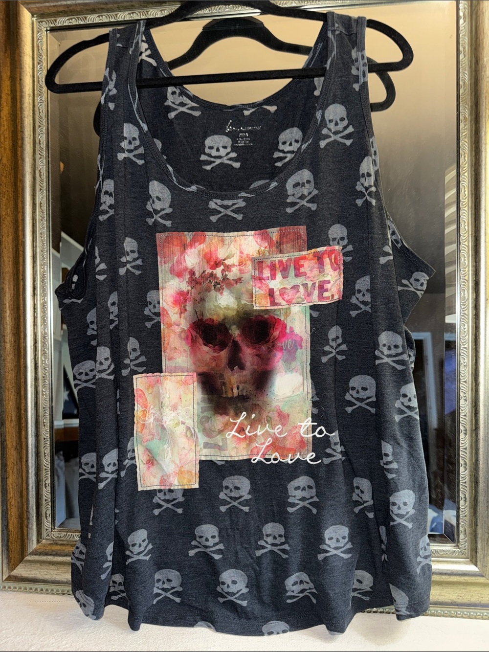 Lane Bryant Skulls Charcoal Graphic Tank T-shirt Vintage - Size 22/24